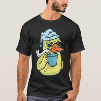 Camiseta Duck Animal Bird with Coffee Drinking Funny Coffee