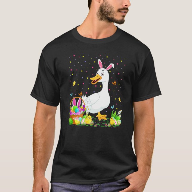 Camiseta Duck Bird Easter Páscoa do Duque Bunny Duck Doming (Frente)