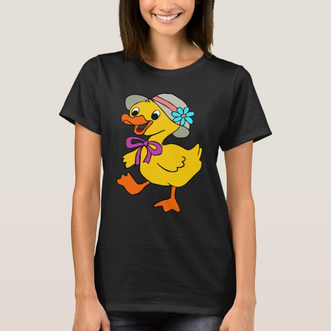 CAMISETA DUCK DUCKLING HAT RIBBON EASTER DUCK GOOSE BIRD (Frente)