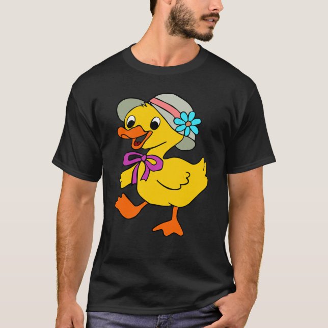 CAMISETA DUCK DUCKLING HAT RIBBON EASTER DUCK GOOSE BIRD (Frente)