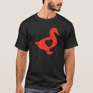 Camiseta Duck Heart Dia de os namorados Cute Farm Animal Lo