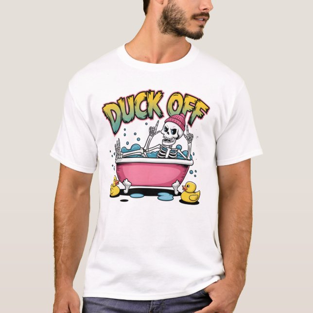 Camiseta Duck Off Funny Skeleton Design-61161 (Frente)