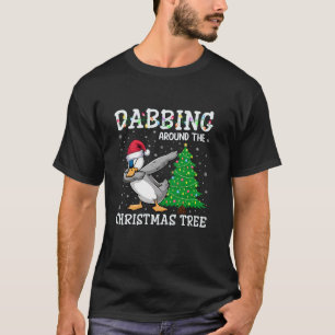 Camiseta Duck Santa Hat Dabbing em torno da árvore de Natal