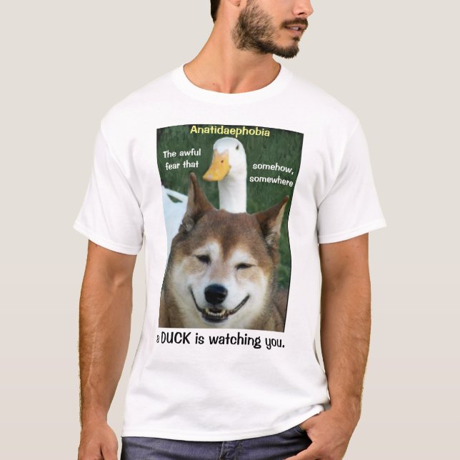 Camiseta Duck Shiba Inu Dog Anatidaephobia Foto Engraçado (Frente)