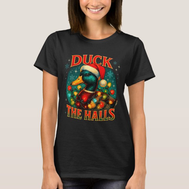Camiseta Duck The Halls Funny Christmas Lights Hunting Seas (Frente)