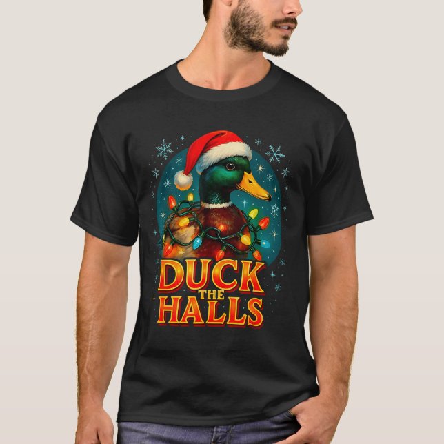 Camiseta Duck The Halls Funny Christmas Lights Hunting Seas (Frente)