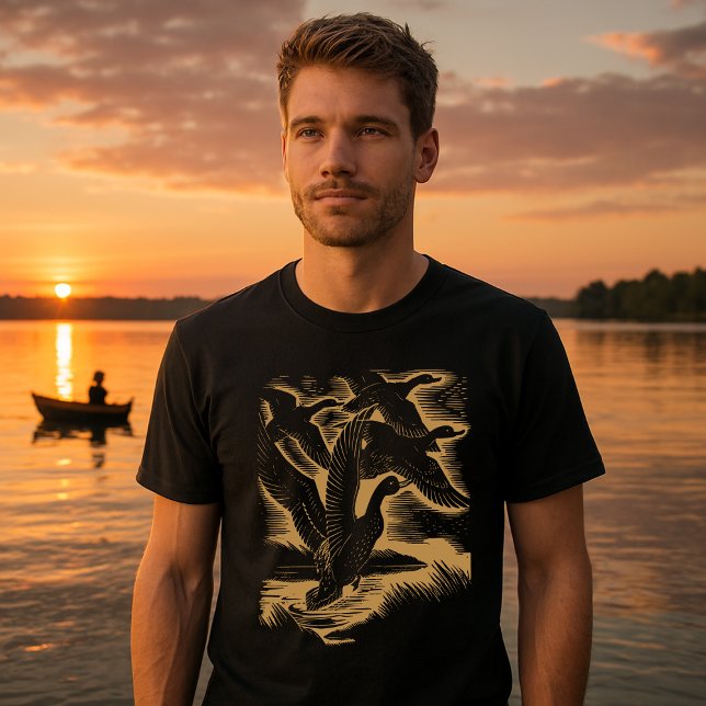 Camiseta Ducks In Flight Vintage Art Deco  (Criador carregado)