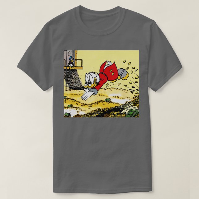 Camiseta DuckTales Scrooge McDuck Nadando em Dinheiro (Frente do Design)