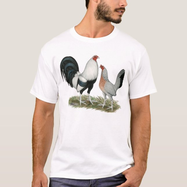 Camiseta Duckwing de prata Gamefowl (Frente)
