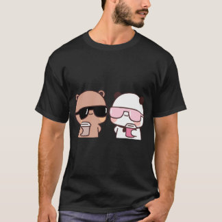 Camiseta Dudu Bear E Bubu Panda Com Café