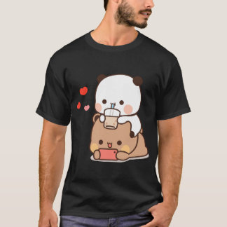 Camiseta Dudu Bear E Bubu Panda Desfrutando Do Tempo Juntos