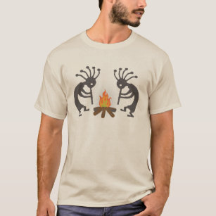 Camiseta Duel Kokopelli Reproduzir a Arte Flute Campfire