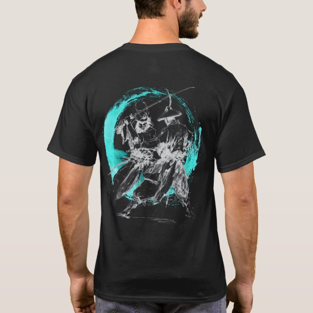 Camiseta Duelo de Samurai 3 Azul Escuro (Verso)