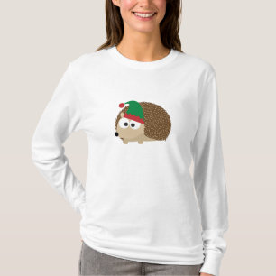 Camiseta duende bonito do Natal do ouriço