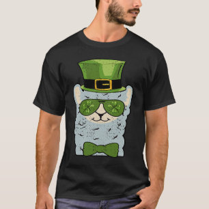 Camiseta Duende Cabeça de Lhama Alpaca Dia de São Patrício