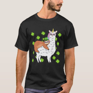 Camiseta Duende Cavalgando uma Lhama de Unicórnio Preguiça 