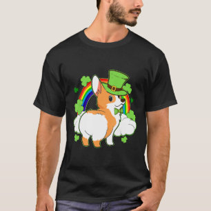 Camiseta Duende Corgi Dia de São Patrício Pessoas Irlandesa