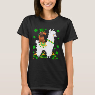 Camiseta Duende Dachshund Montando Llama Dia de São Patríci