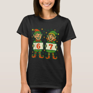 Camiseta Duende de Natal 6 7 Meme Elves de Férias Divertido