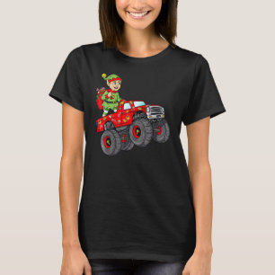 Camiseta Duende De Natal Pilotando Caminhão Monstro Meninos