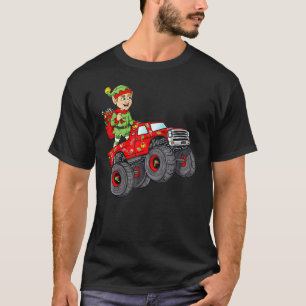 Camiseta Duende De Natal Pilotando Caminhão Monstro Meninos