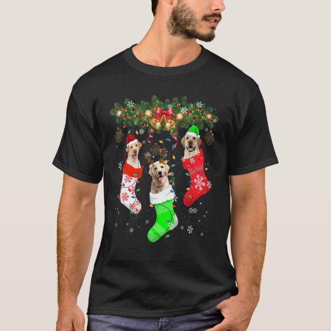 Camiseta Duende de Natal Rena Labrador Retriever no Natal (Frente)