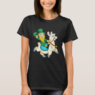 Camiseta Duende Lhama Dia de São Patrício Garota Mulheres