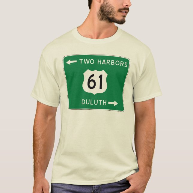 Camiseta Duluth, dois portos, t-shirt da estrada 61 (Frente)