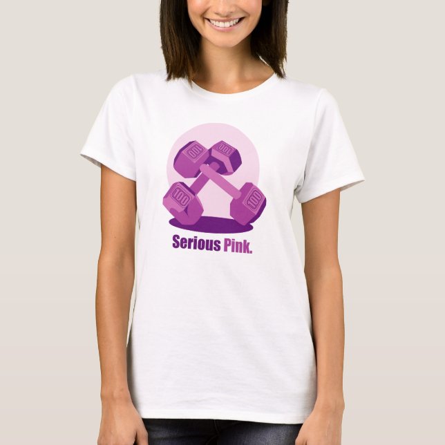 Camiseta Dumbbells cor-de-rosa sérios (Frente)