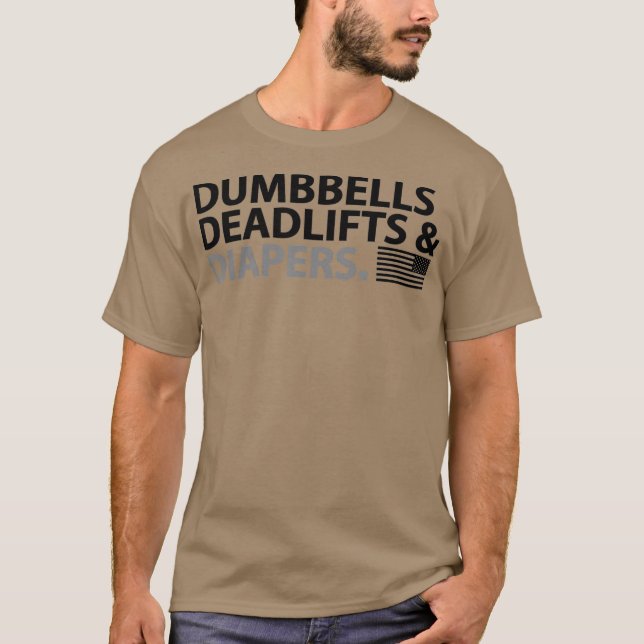 Camiseta Dumbbells Deadlifos e pais de ginástica divertidos (Frente)