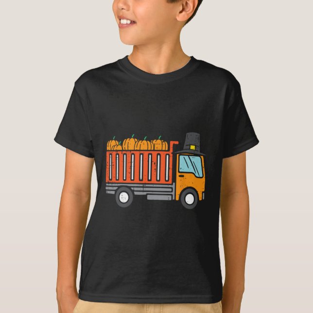 Camiseta Dump Truck Pumpkin outono outono outono (Frente)