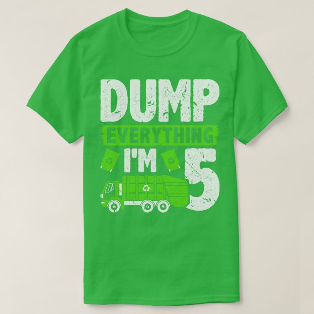 Camiseta Dump Tudo Im 5 Crianças Garotos Garbage Truck Birc (Frente do Design)