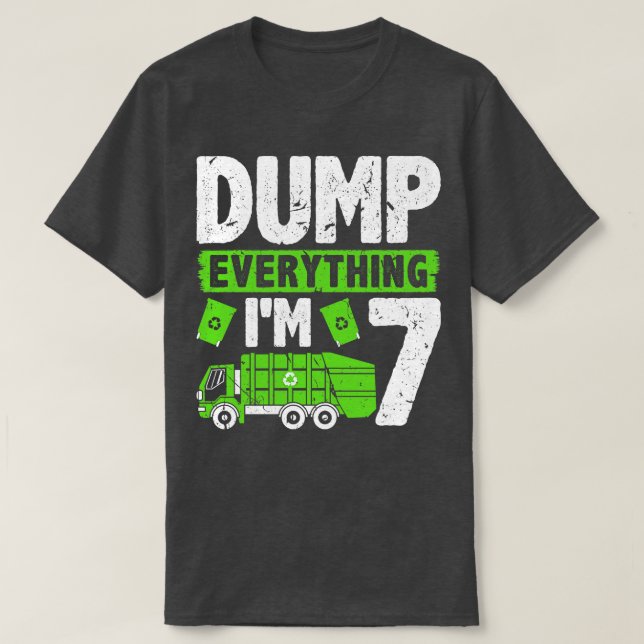 Camiseta Dump Tudo Im 7 Crianças Garotos Garbage Truck Birc (Frente do Design)