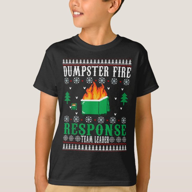 Camiseta Dumpster Fire Resnse Team Leader Christmas Ugly Sw (Frente)