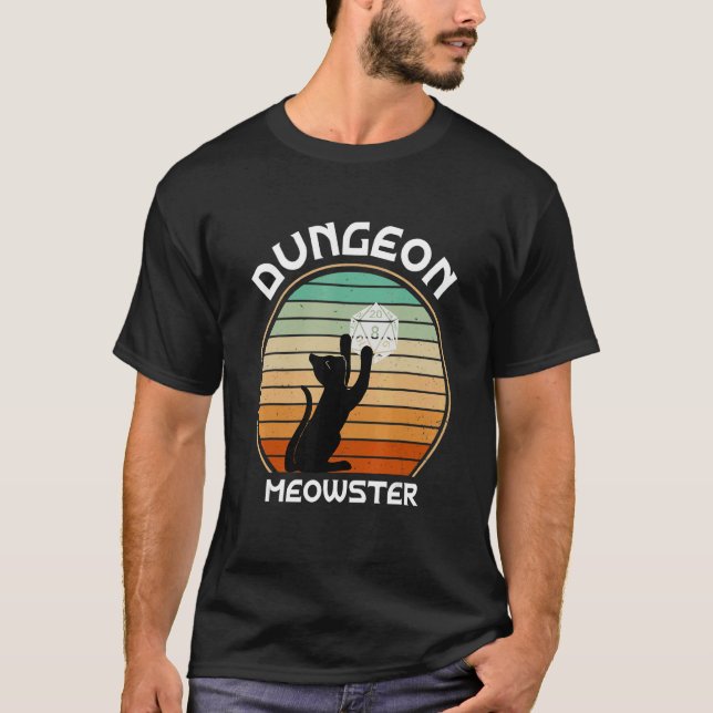 Camiseta Dungeon D20 Game Meowster Rpg Dice Maldição Da Ca (Frente)