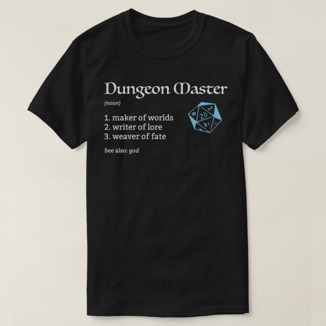 Camiseta Dungeon e Master (DM) Definição Dungeons e RP (Frente do Design)