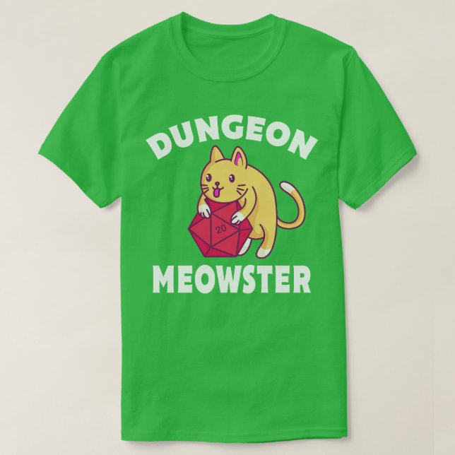 Camiseta Dungeon Meowster Cat Polyhedral Gift (Frente do Design)