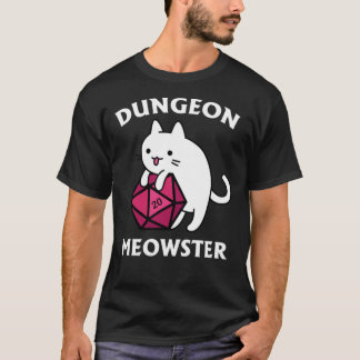 Camiseta Dungeon Meowster - DnD Dungeon Master Cat com D20