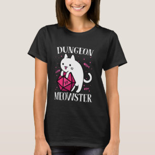 Camiseta Dungeon Meowster Engraçado Gamer D20