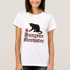 Camiseta Dungeon Meowster Engraçado Gato RPG com Dice