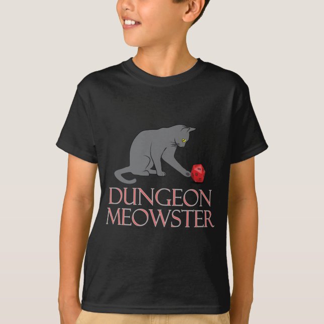 Camiseta Dungeon Meowster Funny RPG Cat with Dice (Frente)