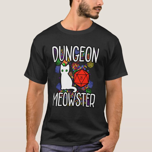 Camiseta Dungeon Meowster Melhor Rpg & Cat Lover Em 2021 (Frente)