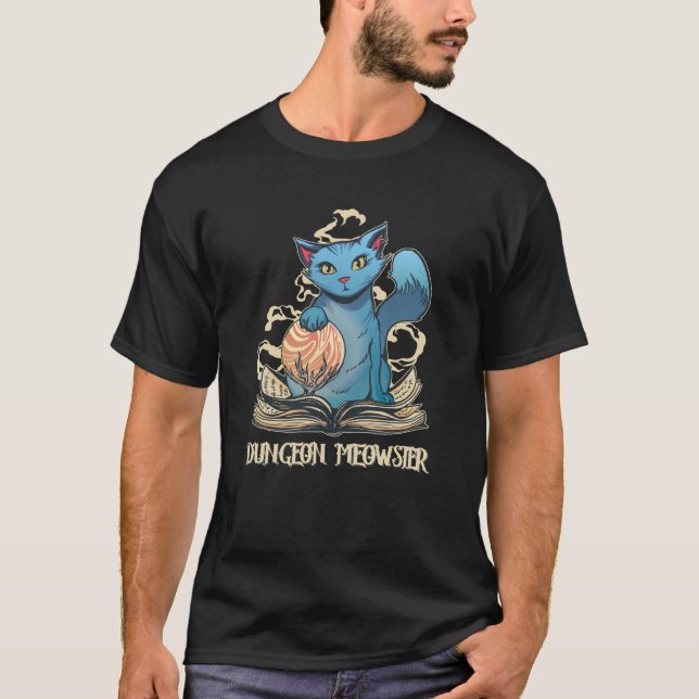 Camiseta Dungeon Meowster Nerdy Gamer Cat (Frente)
