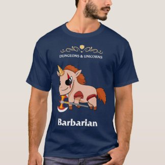 Camiseta Dungeons and Unicorns RPG D20 Barbarian Rage