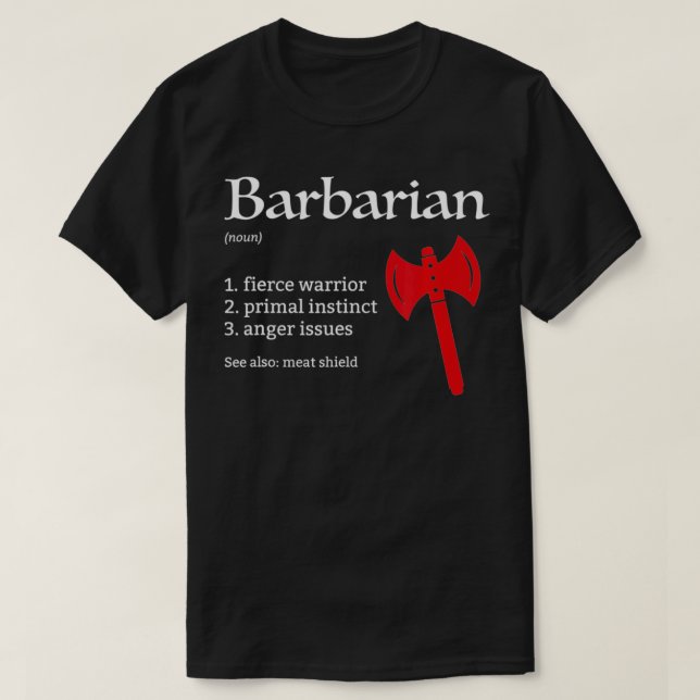 Camiseta Dungeons de Definição de Classe Bárbara e Dragão R (Frente do Design)