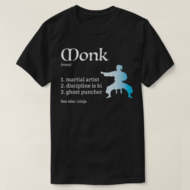 Camiseta Dungeons de Definição Monk e Dragões RPG (Frente do Design)