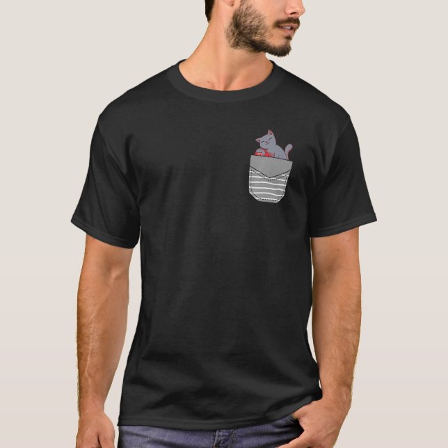 Camiseta Dungeons Dice Cat Role Jogando Bolso (Frente)