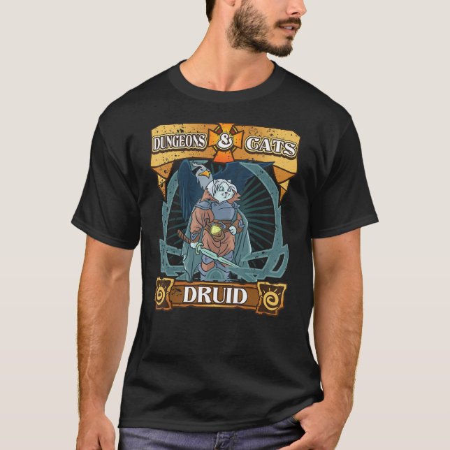 Camiseta Dungeons E Gatos Druid Kitten Gato Nerd Rpg G (Frente)