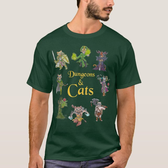 Camiseta Dungeons E Gatos Engraçados (Frente)