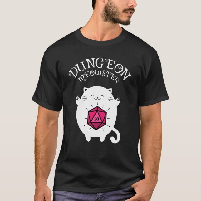 Camiseta Dungeons Meowster Rpg Dice Engraçado Jogo Rpg (Frente)